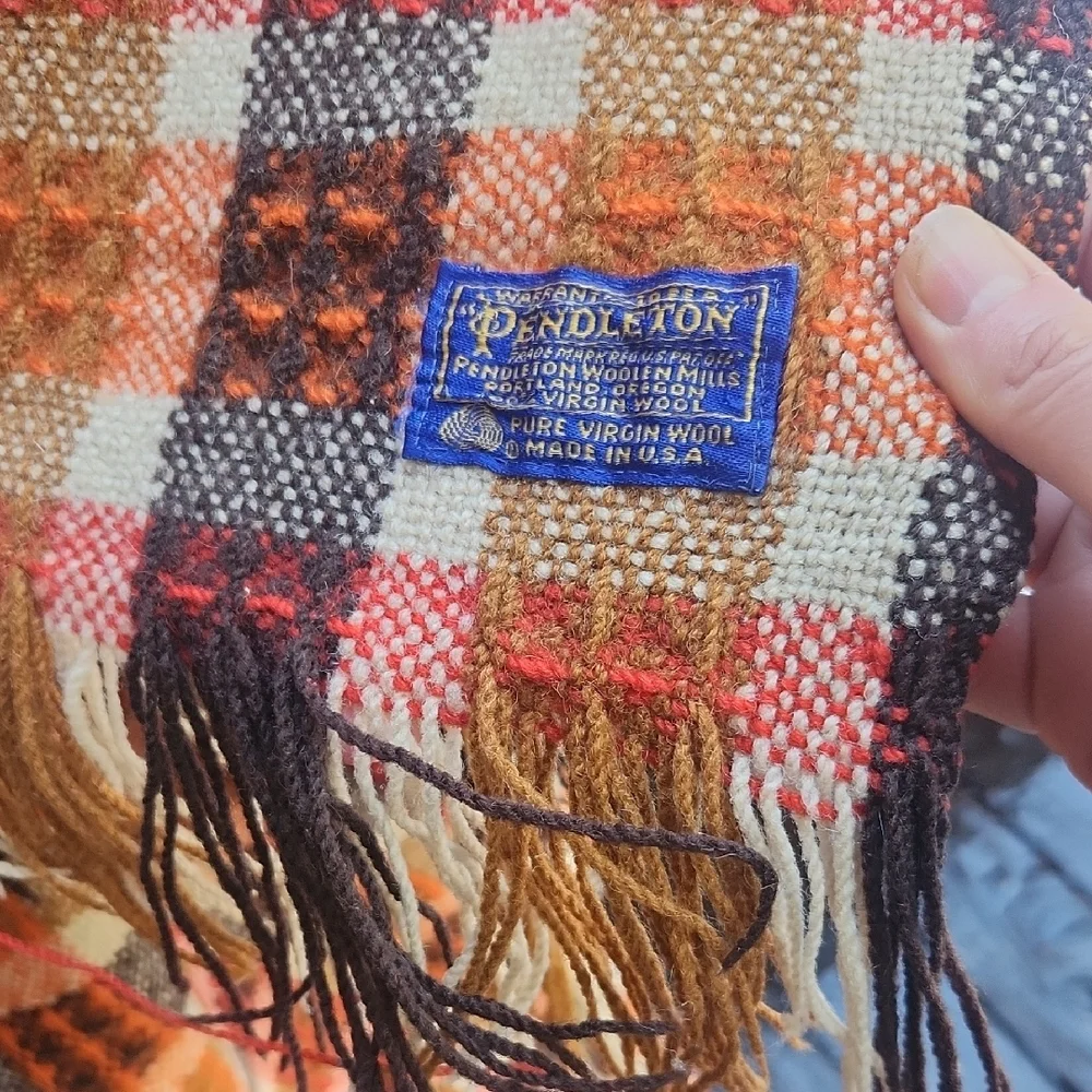 Pendleton Vintage Wool Motor Robe Plaid Fringe Blanket